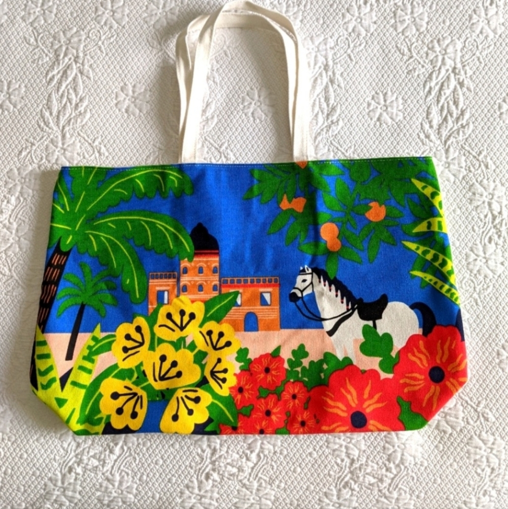 🌴Colorful Tropical canvas Tote Clarins 🌴